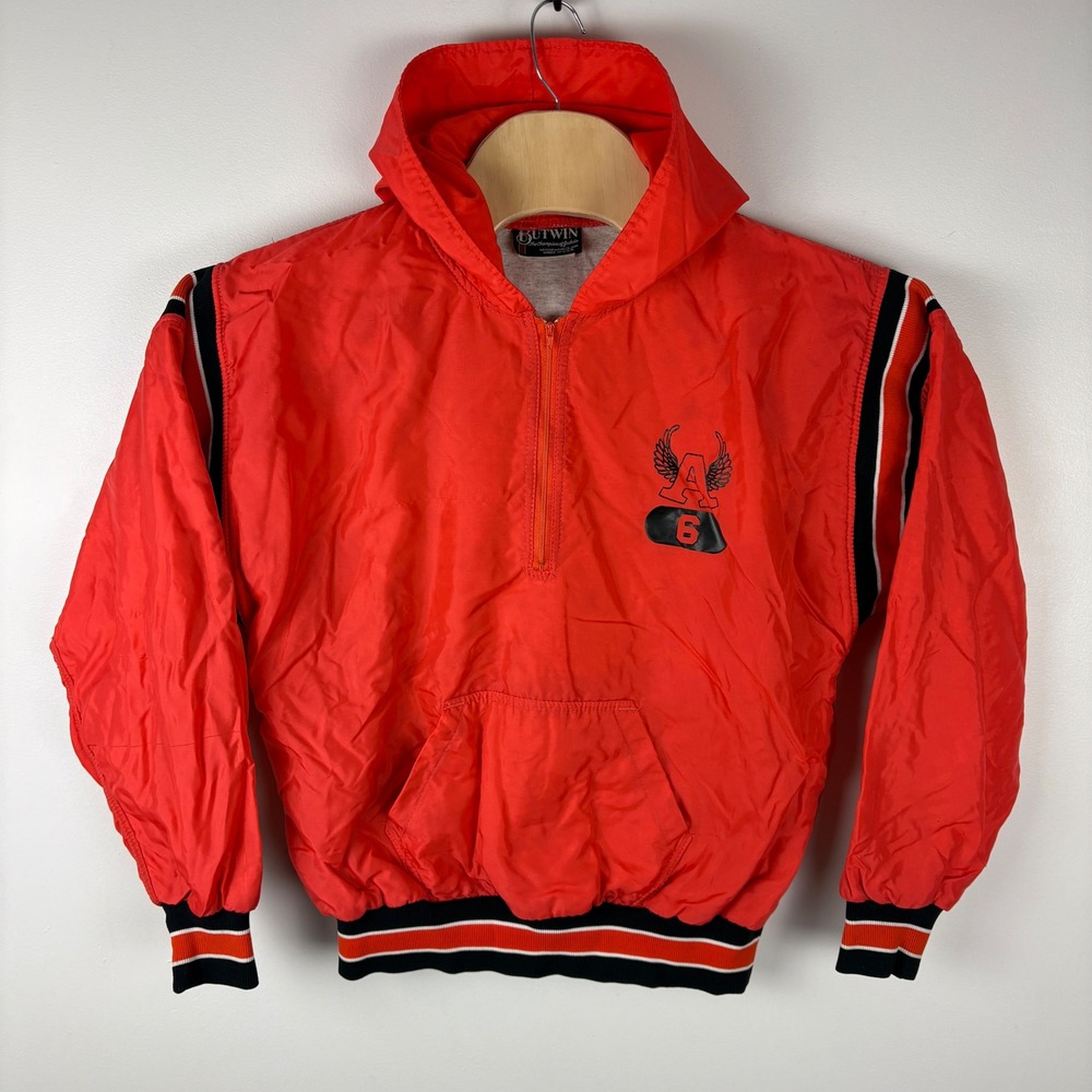 Vintage Butwin Red "ALMA" College Anorak Windbreaker Jacket Hoodie Mens Medium‎
